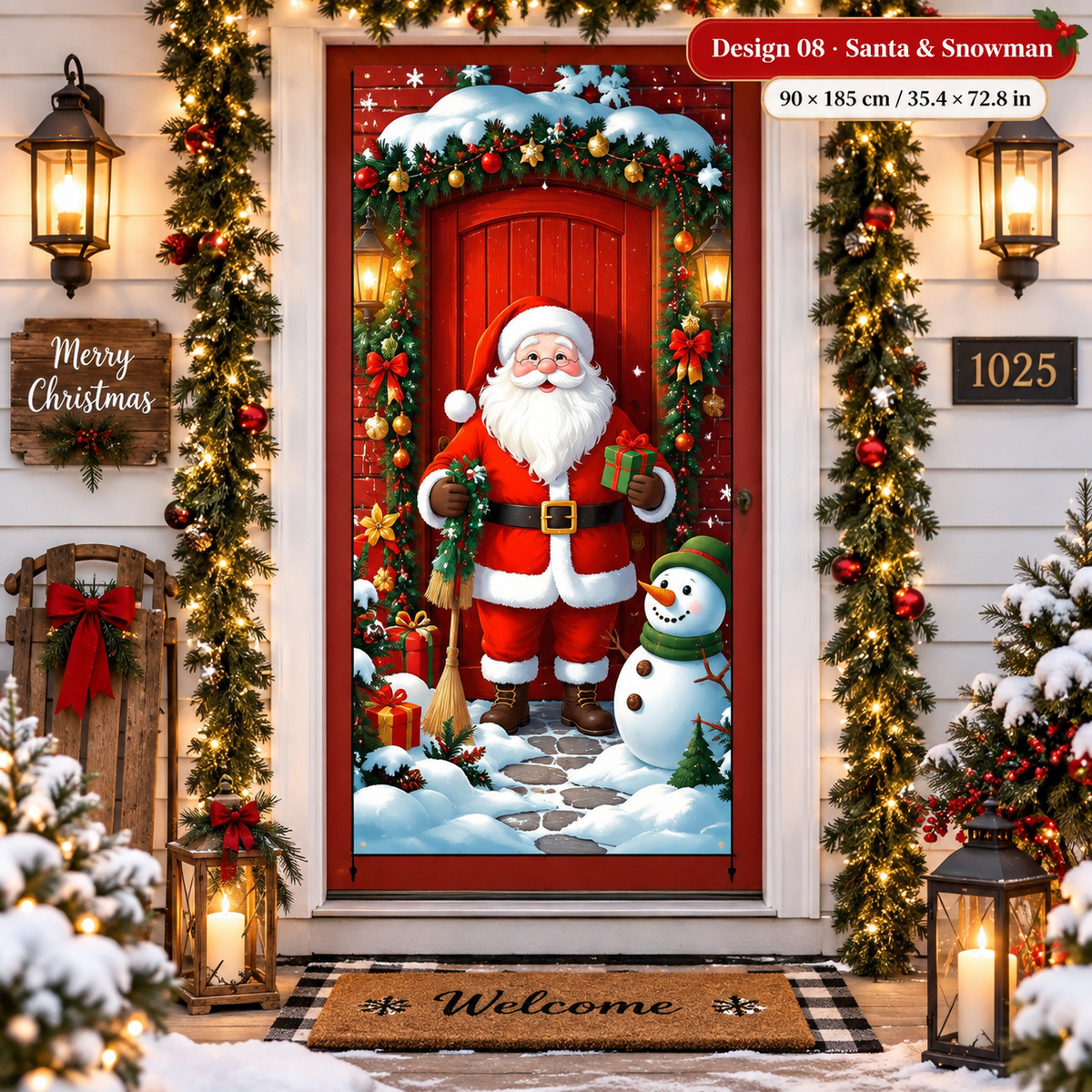 🎄 50% OFF🎄 Christmas Door Cover – Instant Festive Front Door Makeover