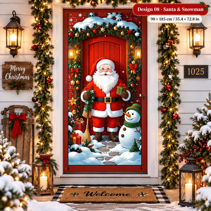 🎄 50% OFF🎄 Christmas Door Cover – Instant Festive Front Door Makeover
