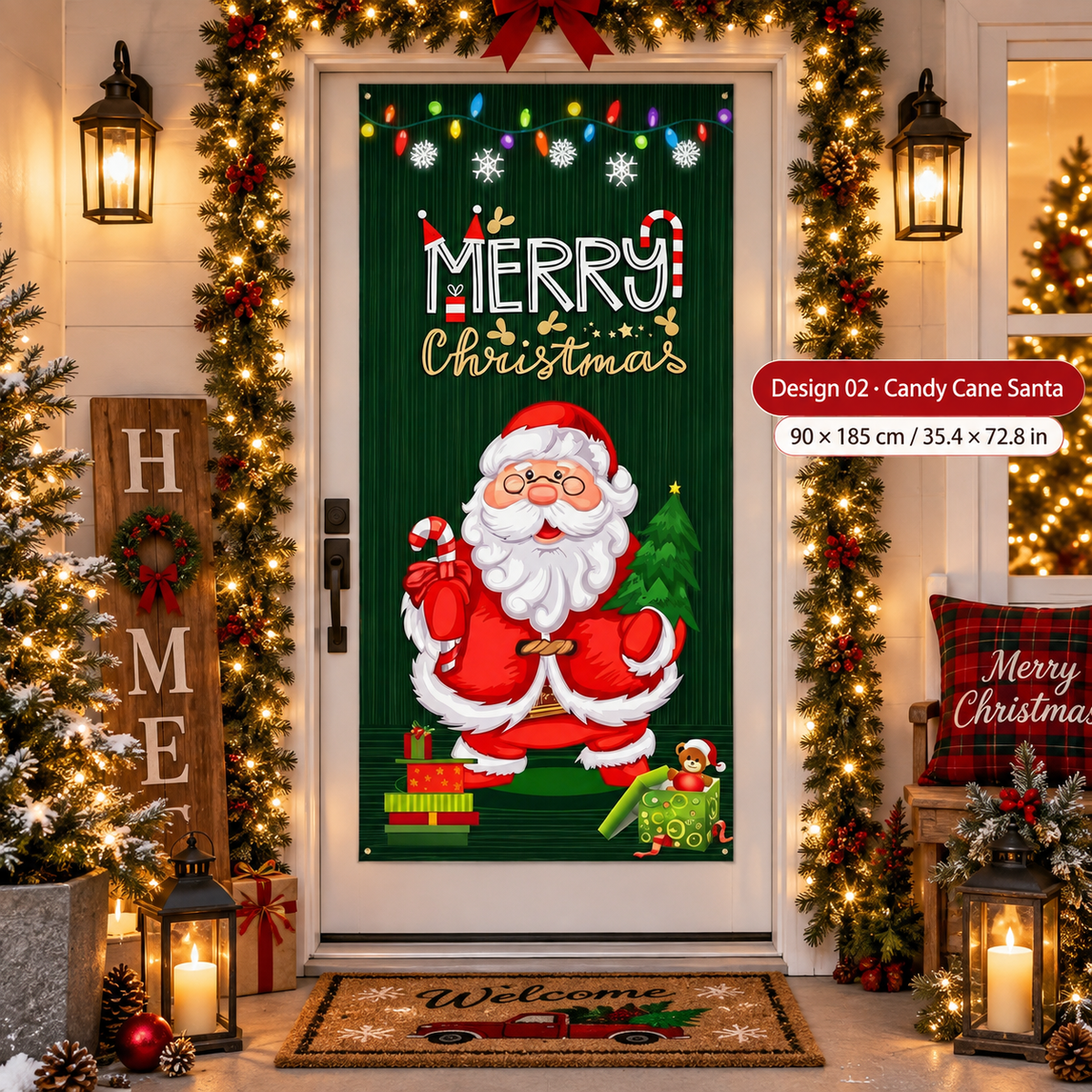 🎄 50% OFF🎄 Christmas Door Cover – Instant Festive Front Door Makeover