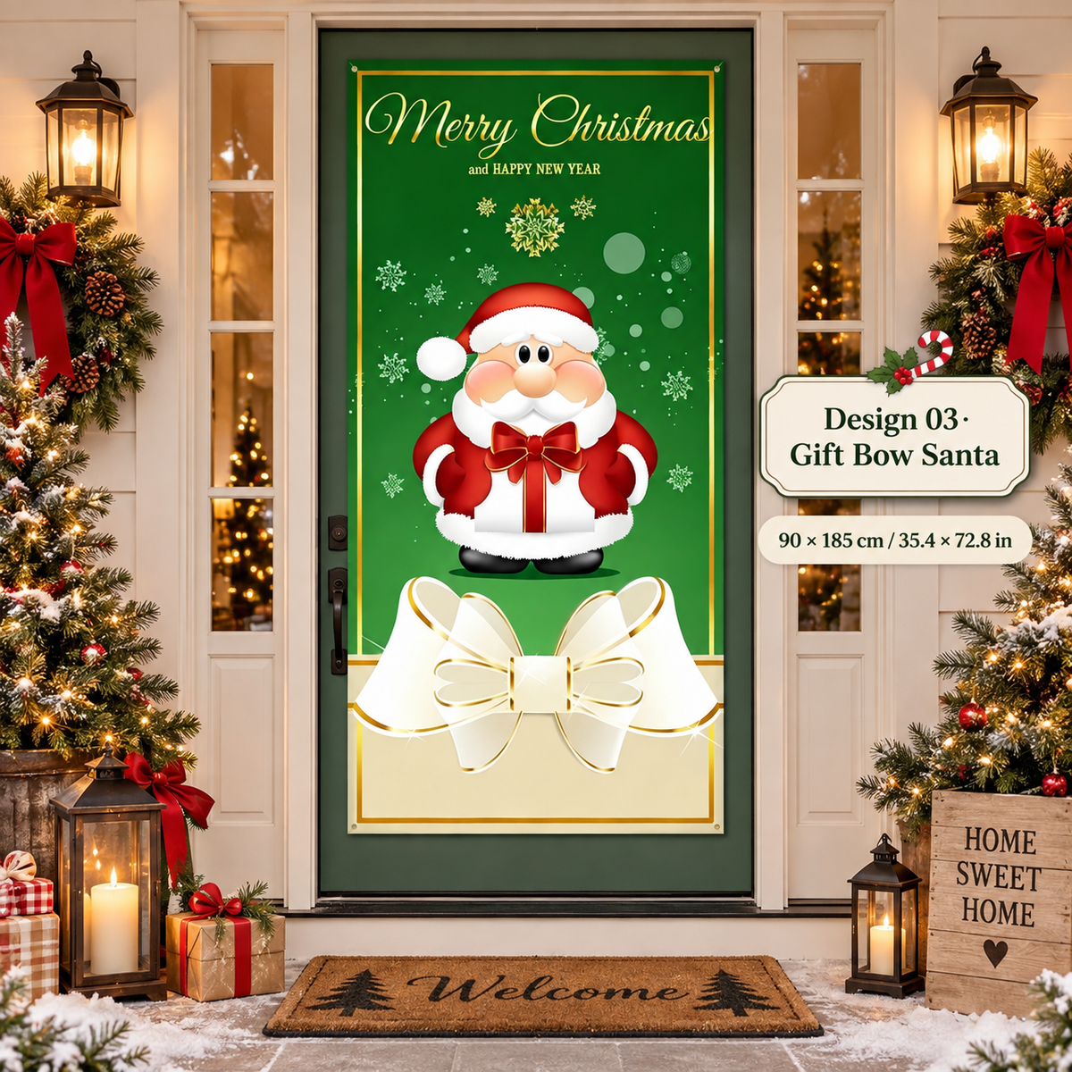 🎄 50% OFF🎄 Christmas Door Cover – Instant Festive Front Door Makeover