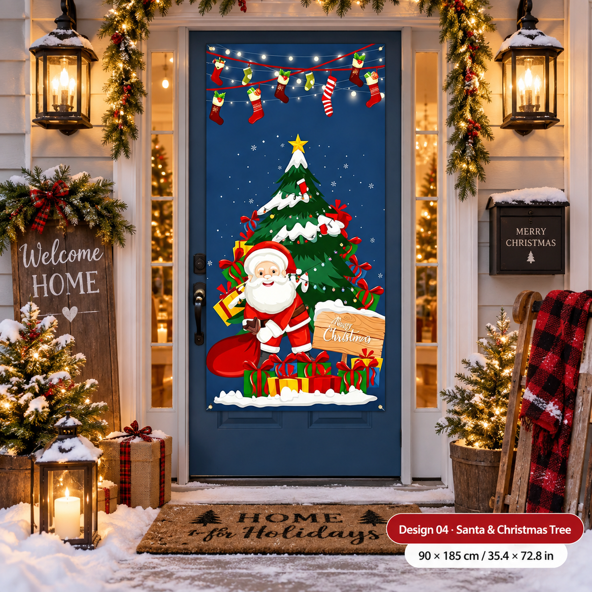 🎄 50% OFF🎄 Christmas Door Cover – Instant Festive Front Door Makeover