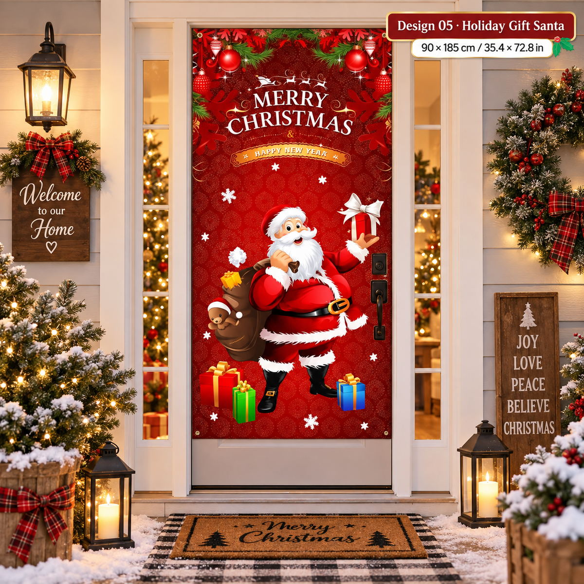 🎄 50% OFF🎄 Christmas Door Cover – Instant Festive Front Door Makeover