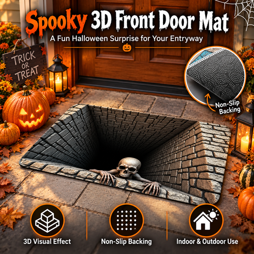 🔥2026 HOT SALE🔥Halloween Front Door Mat – Festive 3D Visual Skull