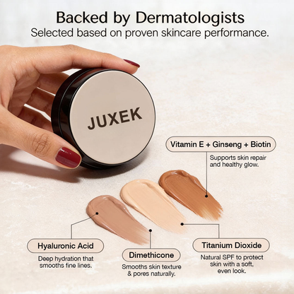 Juxek™ Foundation Cushion | Reduces up to 99% of fine lines for visibly rejuvenated skin.