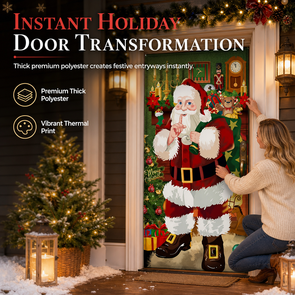 🎄 50% OFF🎄 Christmas Door Cover – Instant Festive Front Door Makeover