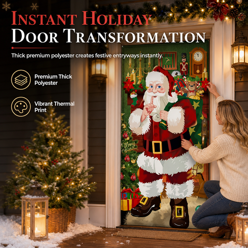🎄 50% OFF🎄 Christmas Door Cover – Instant Festive Front Door Makeover